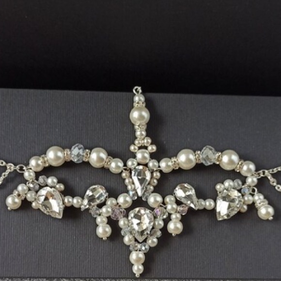 Boho crystal and ivory pearl headpiece crown - Picture 4 of 5